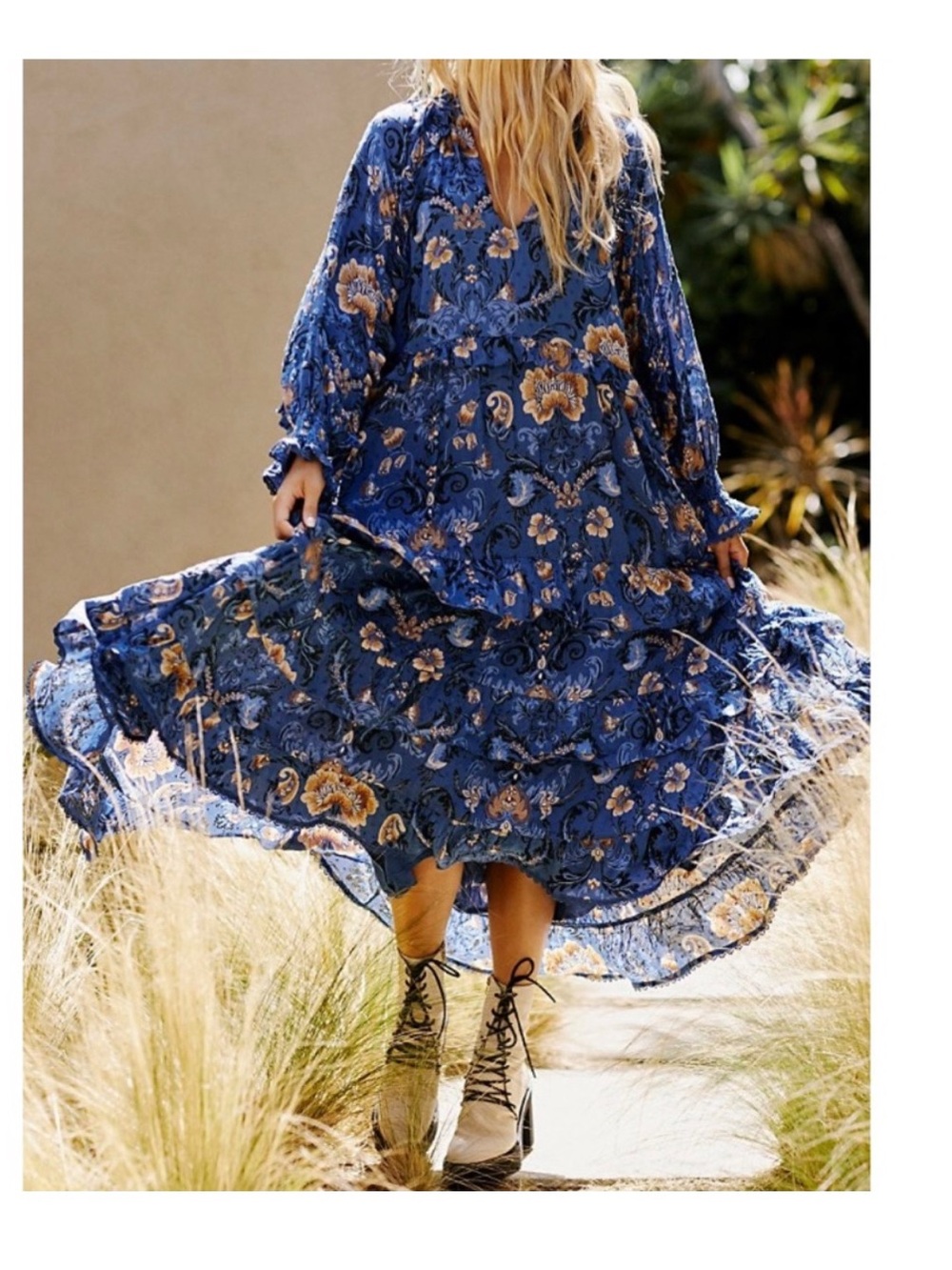 Breathtaking Spell & the Gypsy Collective Blue Aurora Boho Festival Maxi Dress - Picture 11 of 14